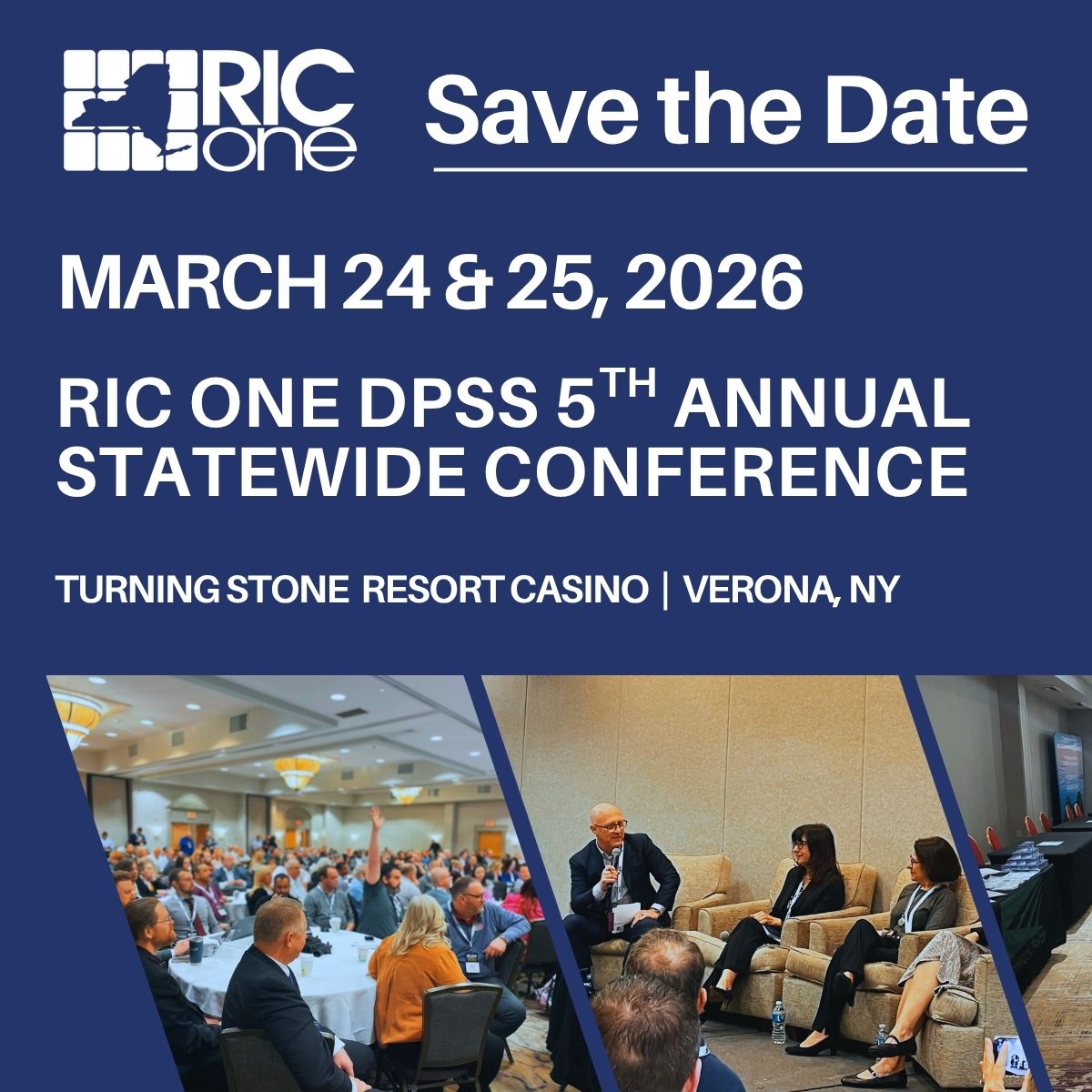 Save the Date - RICOne DPSS 5TH ANNUAL STATEWIDE CONFERENCE - MARCH 24 & 25, 2026 at TURNING STONE RESORT CASINO | VERONA, NY